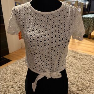 Ardene White Eyelet Crop Top